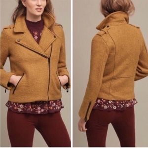 New Anthropologie Cartonnier Sasha Boucle yellow mustard moto biker jacket